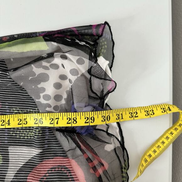 Parsley Sage Shirt Top Womens Large Multicolor Mesh Layered Geometric 80s Tunic - Picture 11 of 13